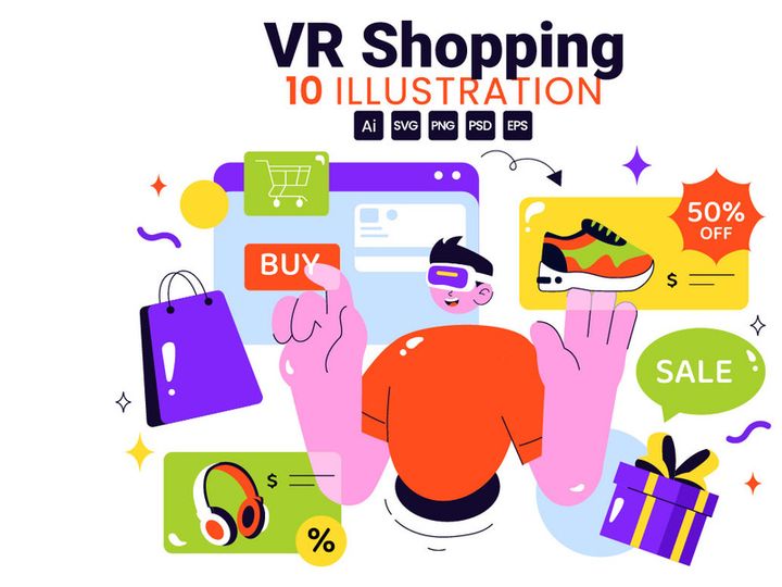10 Virtual Reality Shopping Illustration