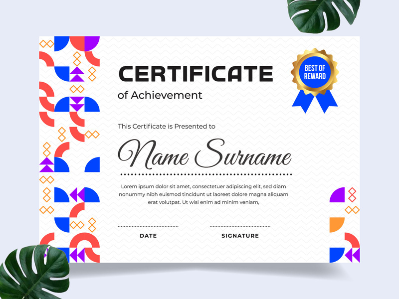 Modern certificate design template