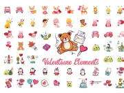 Valentine Day elements animals decorative