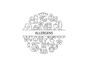 Common allergens abstract linear concept layout with headline preview picture