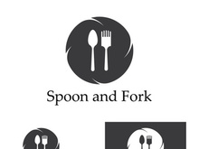 Creative spoon and fork logo.