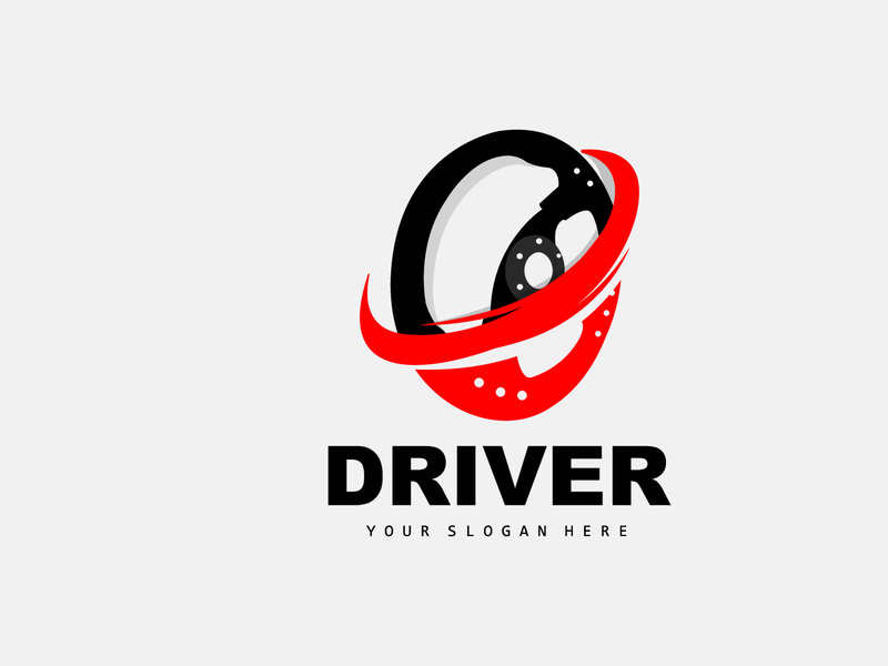 Car Steering Logo, Driver Vector