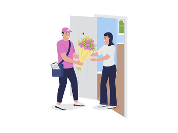 Sending fresh flowers semi flat color vector character preview picture