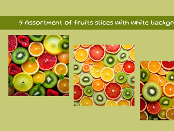 Assortment of fruits slices with white background preview picture
