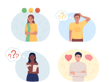 Hesitating people vector isolated illustrations set preview picture