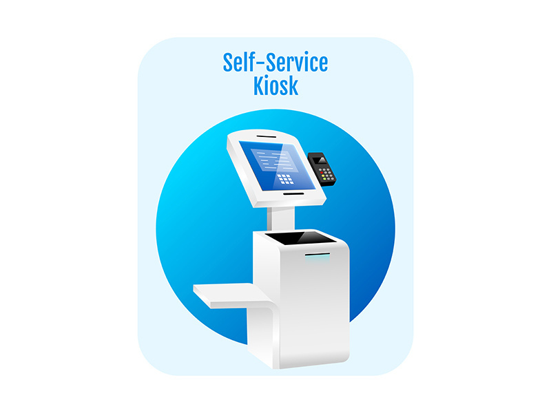 Self service kiosk flat concept icon