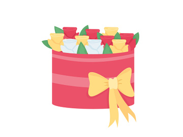 Gift box with roses semi flat color vector object preview picture