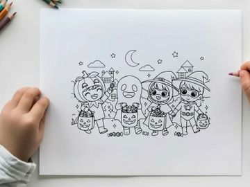 Halloween kids trick or treat vector illustration flat design preview picture