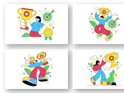 10 Achievement Vector Illustration