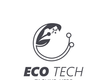 Eco technology business vector design modern. Nature technology logo with leaf and circuit tech minimalist vector illustration preview picture