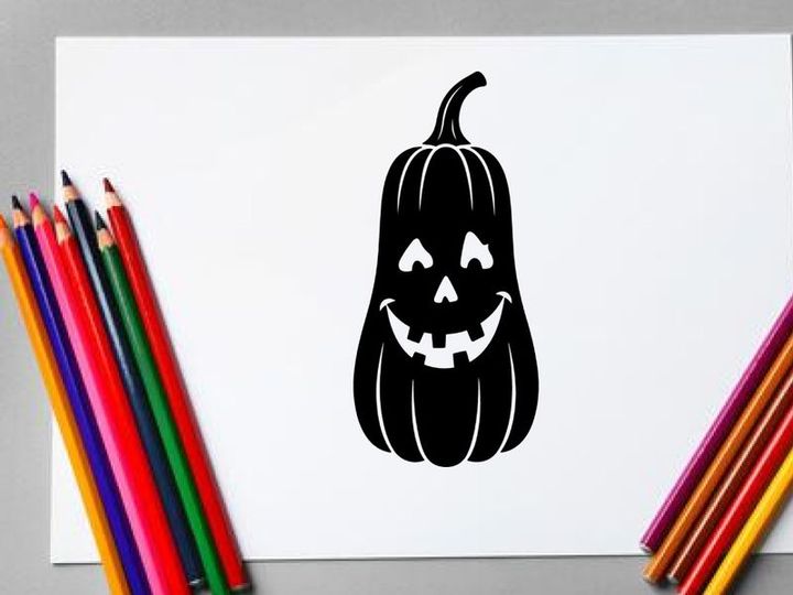 Labu Halloween dengan Wajah Jack-o'-Lantern untuk Dekorasi Musim Gugur