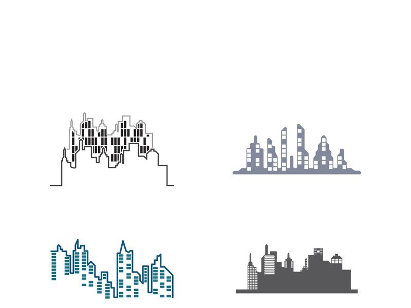 Modern city skyline icon silhouette vector illustration design