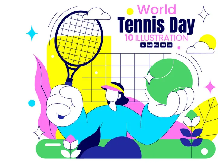 10 World Tennis Day Illustration