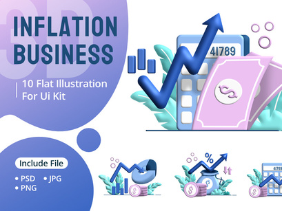 Inflation Business 3d flat Illustration for business finance