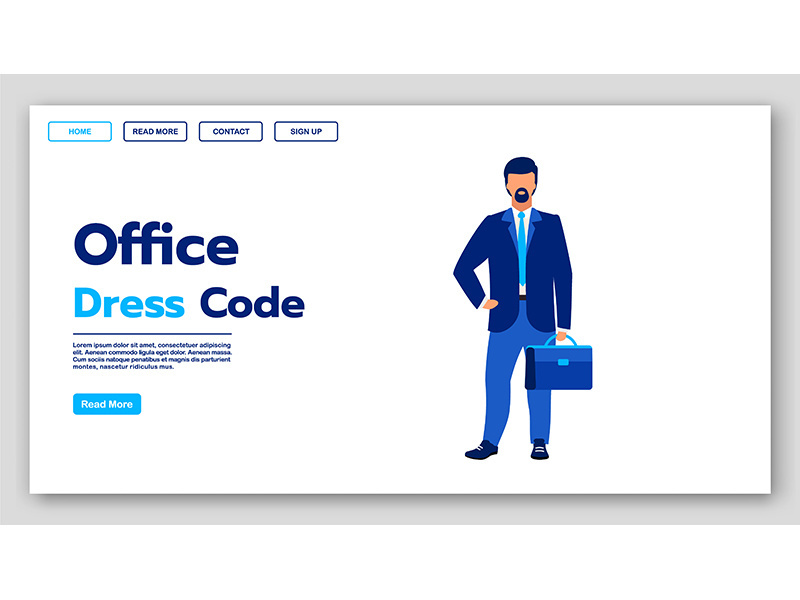 Office dress code landing page vector template