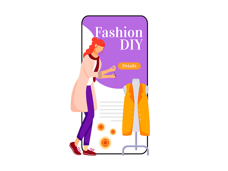 Fashion diy cartoon smartphone vector app screen