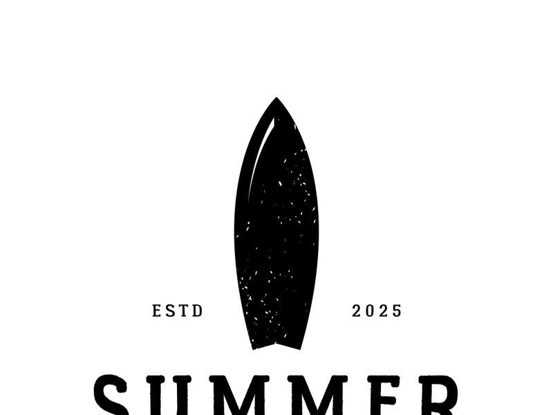 surfing logo with vintage paddle board beach waves, for business, sport, adventure, tourism, vacation