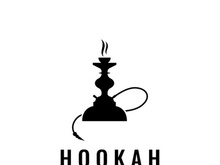 Isolated vintage hookah, shisha or waterpipe logo for club, bar, cafe and shop.
