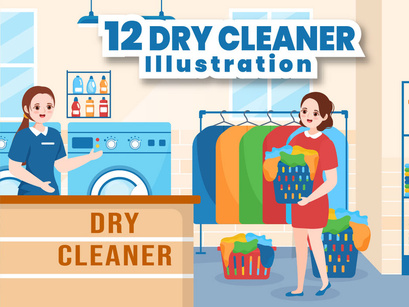 12 Dry Cleaning Store Service Illustration