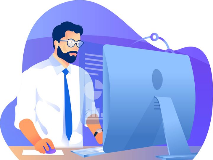 man working with computer in office
