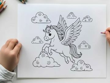 Flying magical unicorn with wings vector illustration flat design preview picture