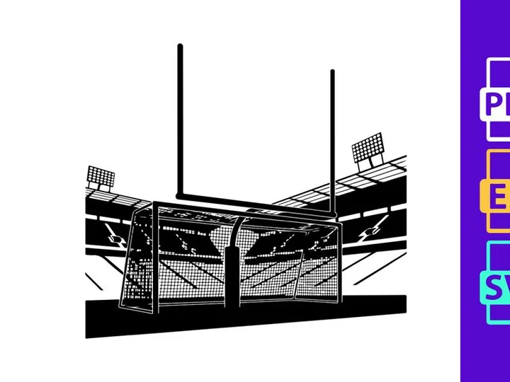 American football stadium with goalposts and seating