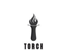 Torch fire logo icon hipster vector design template