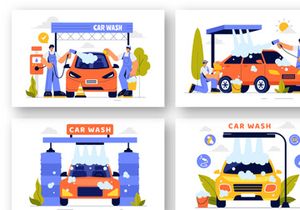9 Automobile Washing Service Illustration
