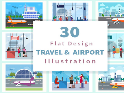 30 Airport Travel Flat Design