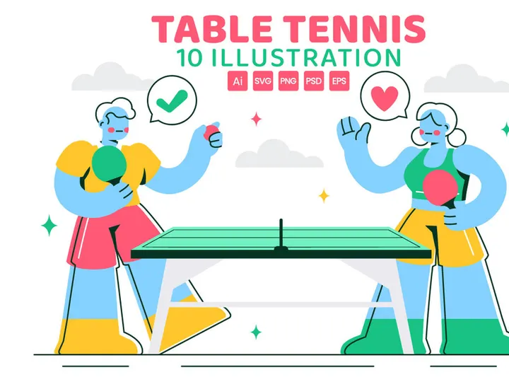 10 Table Tennis Sports Illustration