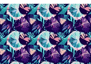 Abstract Trendy Exotic Jungle Plants Pattern