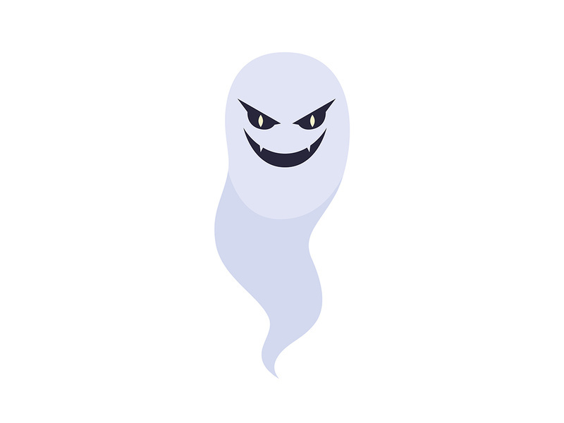 Spooky evil ghost semi flat color vector character