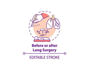Before and after lung surgery concept icon preview picture