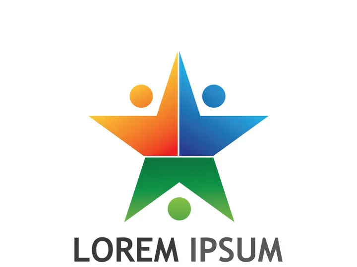Logo design of people with stars to achieve success.