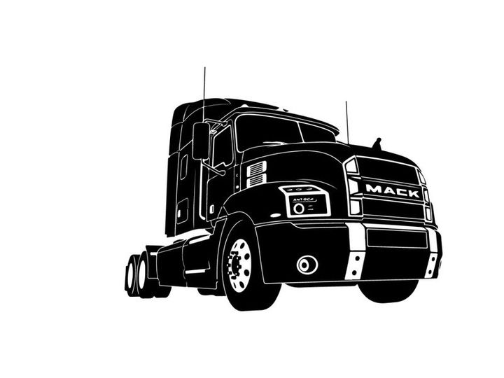 Silhouette of a mack truck semi truck front view