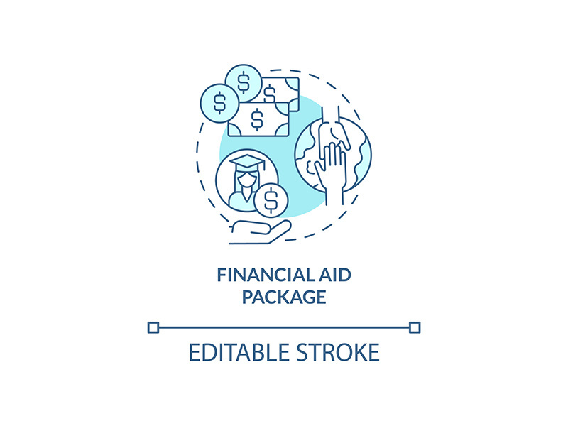 Financial aid package concept icon