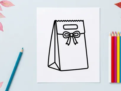 Tas hadiah belanja kosong dengan pita dekoratif. Tas kertas minimalis untuk kemasan eceran dan promosi.