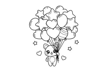 Cute bear with heart balloons love celebration vector illustration