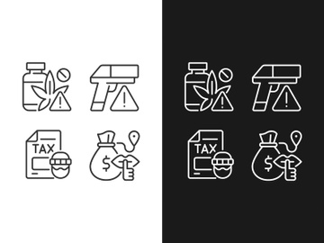 Illegal transportation linear icons set preview picture