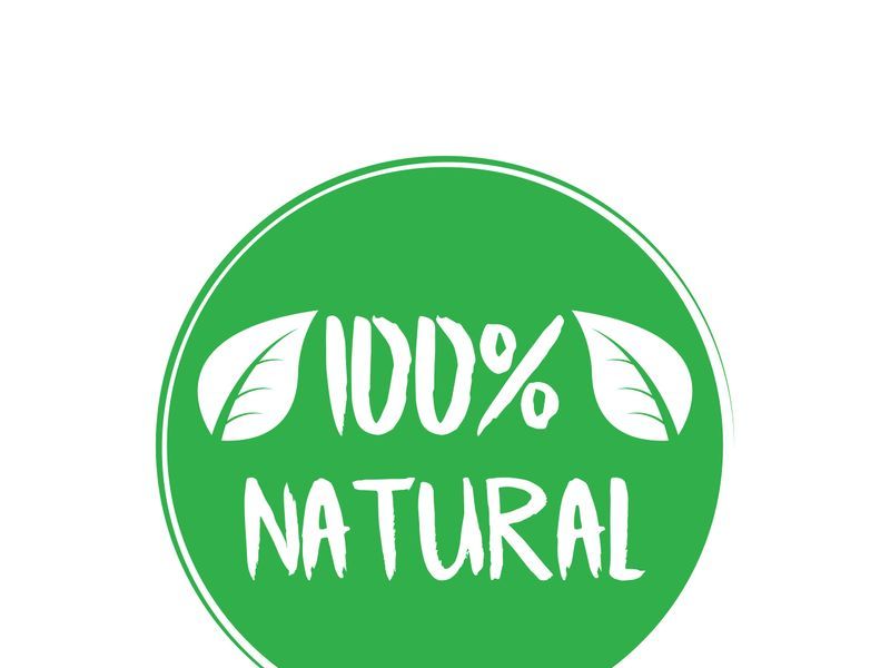 100% Natural and organic product badge vector green icon