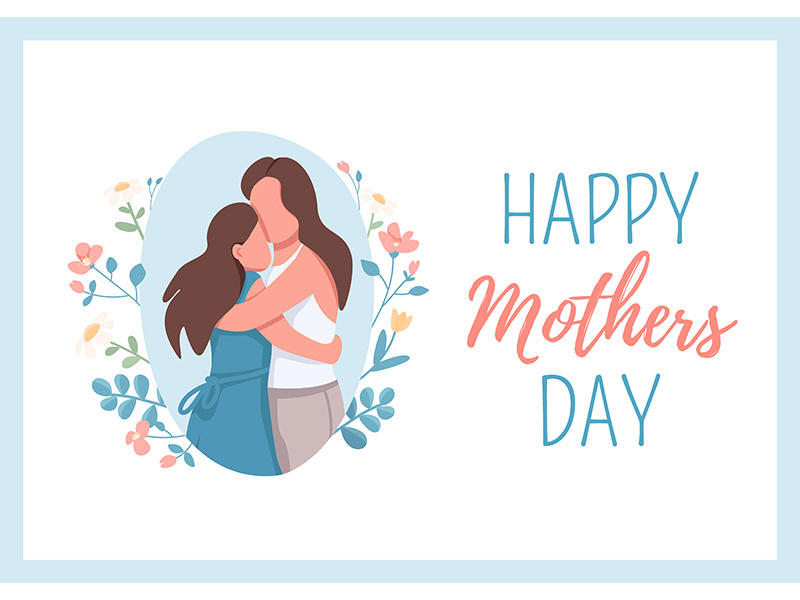 Happy mothers day poster flat vector template