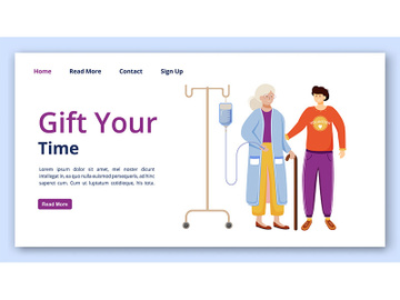 Gift your time landing page vector template preview picture