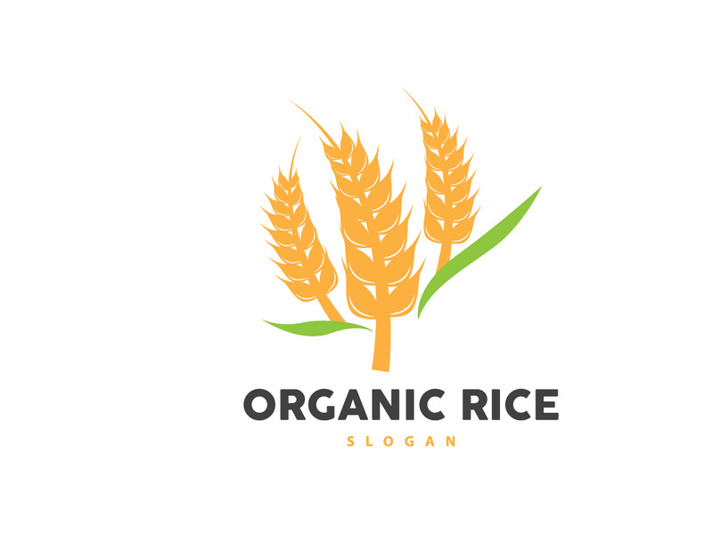 Wheat Grain Rice Logo, Simple Design Organic Vector Illustration