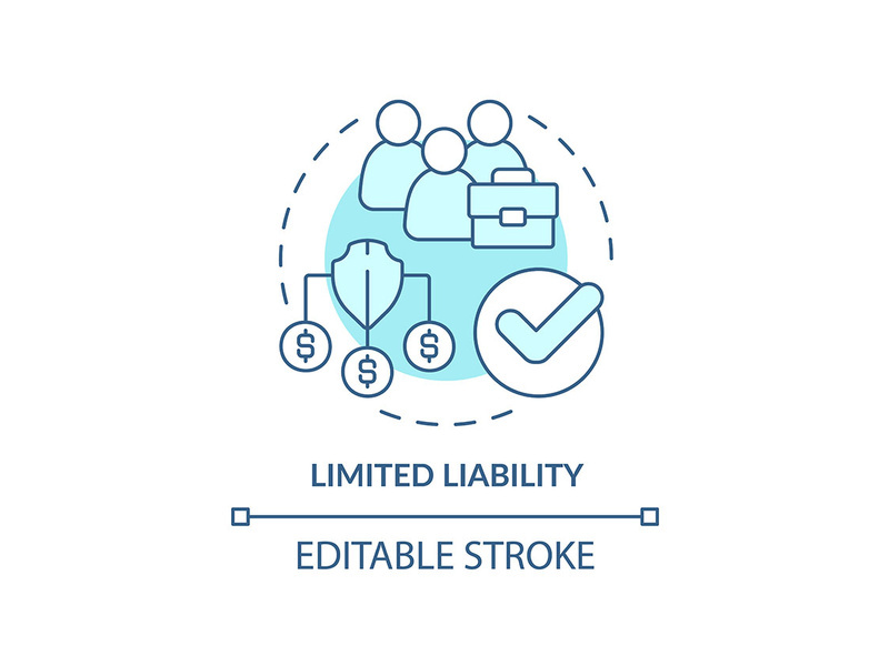 Limited liability turquoise concept icon