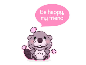 Cute beaver cartoon kawaii vector character preview picture