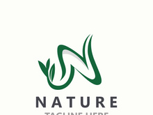 Letter N nature ecology logo with leaves suitable for business garden template vector