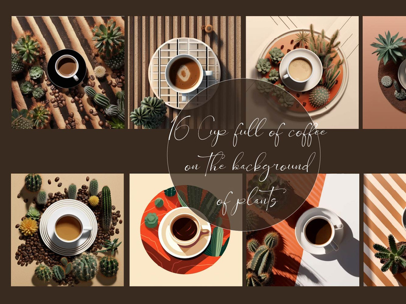 Cup full of coffee on the background of plants