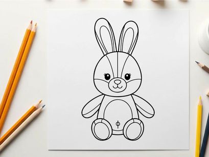 Cute white bunny sitting flat design vector illustration