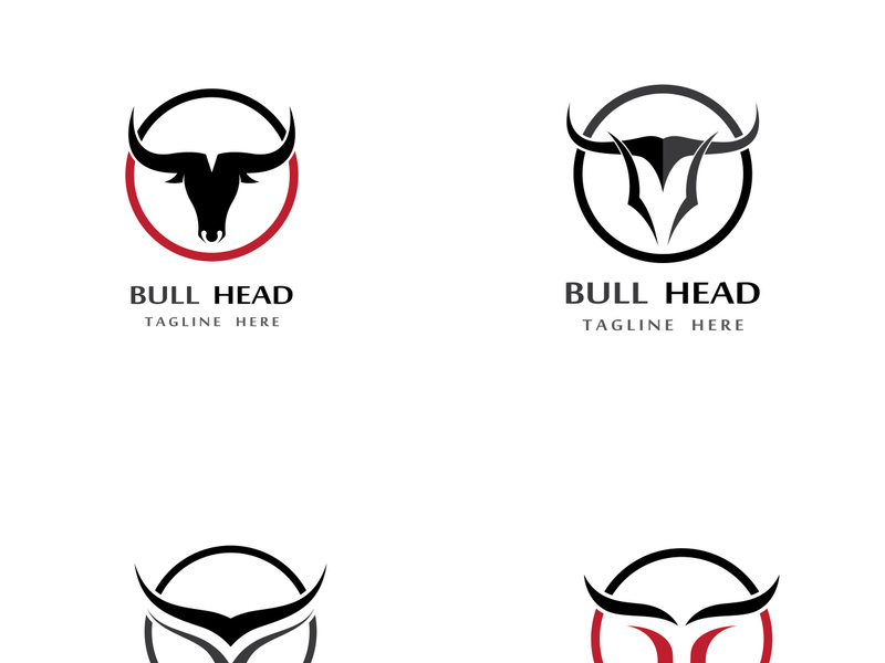 Retro vintage bull head horns logo.