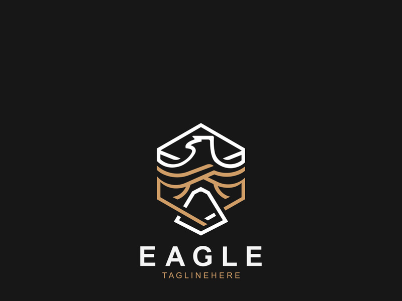 Eagle Bird Logo, Falcon Flying Soaring Geometric Logotype concept symbol design